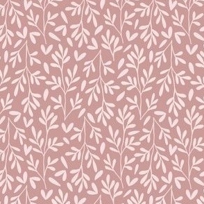 Small Scale // Vintage Leaves on Carnation Pink