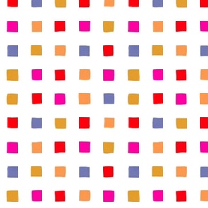 MEDIUM • Mini colourful checks on white #mondrianesque #checkered #colourful #pinkandblue