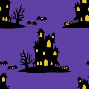 Halloween Haunted House Purple