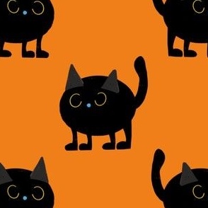 Halloween Cute Black Cat Orange