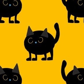 Halloween Cute Black Cat Yellow
