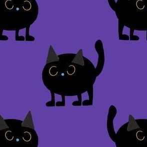 Halloween Cute Black Cat Purple