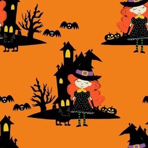 Halloween Haunted Witch House Orange