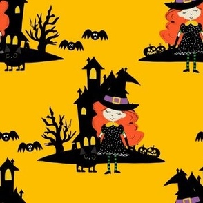 Halloween Haunted Witch House Yellow