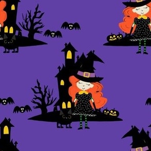 Halloween Haunted Witch House Purple
