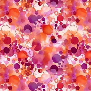 watercolor bubbles in magenta and orange