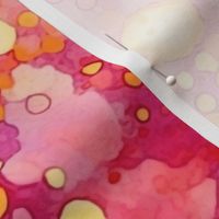 watercolor bubbles in orange and magenta splatter art