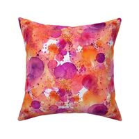 watercolor flowers and bubbles in orange and red and purple