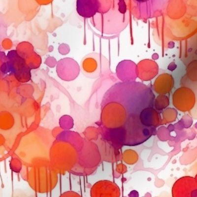 watercolor bubbles in red and orange and magenta