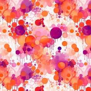 watercolor bubbles in red and orange and magenta