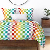 Large Scale Rainbow Checkerboard on White
