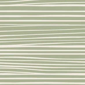 Hand Drawn Horizontal Stripes | Creamy White, Light Sage Green | Contemporary02