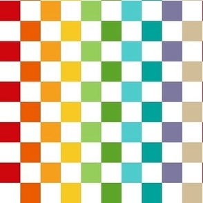 Small Scale Rainbow Checkerboard on White
