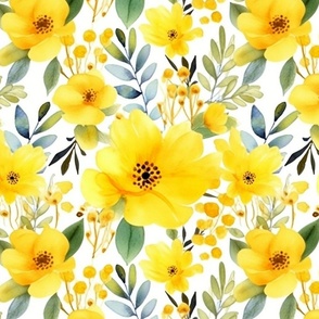 watercolor flowers in yellow