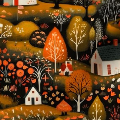 Folk Art Autumn Village #2