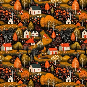 Folk Art Autumn Village #2