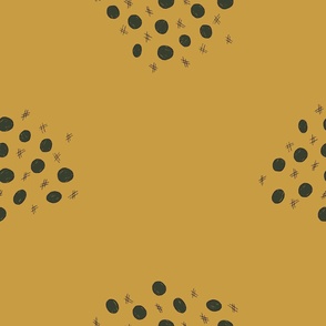 Jumbo – dots with lines – mustard yellow and dark blue 