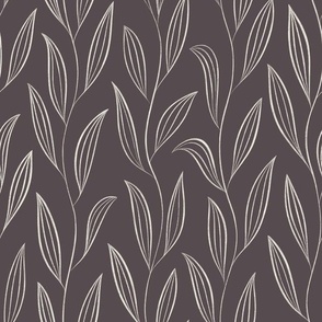 vines with leaves - creamy white_ purple brown 02 - botanical