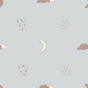 Jumbo – night sky with moon, stars & clouds – baby blue, off-white, beige