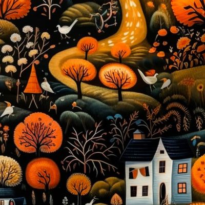 Folk Art Autumn Village #5