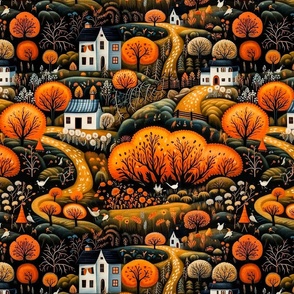 Folk Art Autumn Village #5