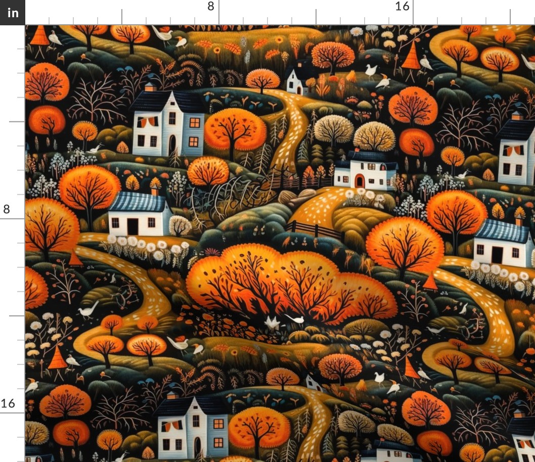 Folk Art Autumn Village #5