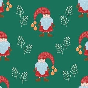 Medium - Santa Claus with Christmas balls, branch – green and red