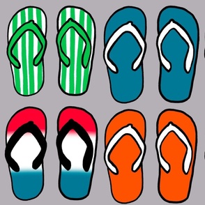 Flip flops pattern on grey - large format