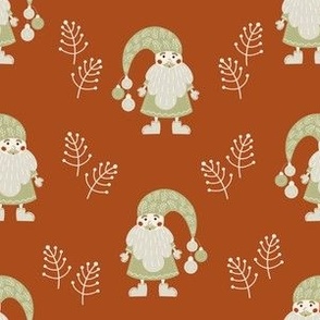 Medium - Santa Claus with Christmas balls, branch – terracotta, pistachio