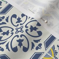 delft blue mediterranean tiles with lemons - small scale