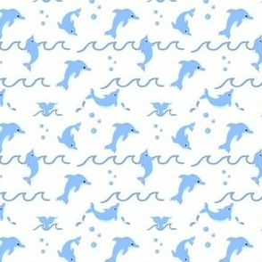 Dolphins playing on  white small