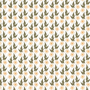 Flowers - Beige on White Repeat Tile