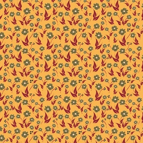 Scaterred Flowers -Mustard Bkg Repeat Tile