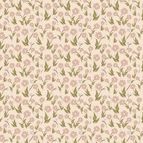 Scattered Flowers Dusty Rose Repeat Tile