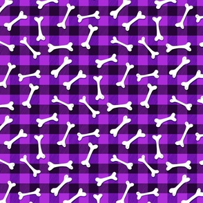 Halloween bones on purple plaid