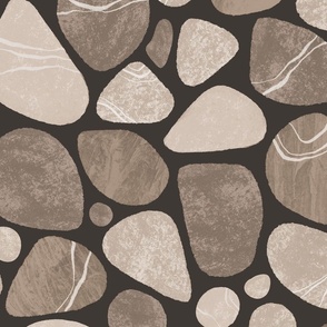 Pebble Serenity Stone Pattern Beauty Of Nature In Neutral Brown Beige Colors Large Scale
