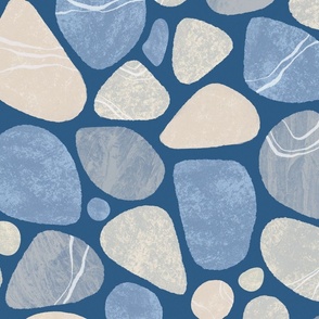 Pebble Serenity Stone Pattern Beauty Of Nature In Neutral Blue Beige And Grey Colors