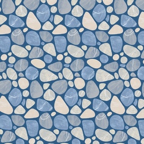 Pebble Serenity Stone Pattern Beauty Of Nature In Neutral Blue Beige And Grey Colors Smaller Scale