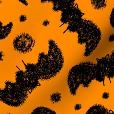 Ikat Bats-Black on Orange