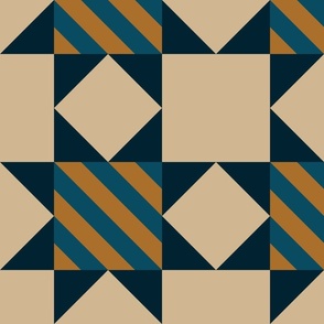 Star Crossed diagonal Teals Gold