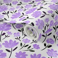 Floral lilac black and white watercolor flowers (medium size version)