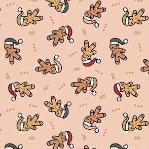 Christmas Gingerbread Men // Peach, Tan, Brown // 