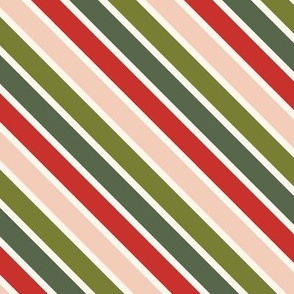 Christmas Stripes // Green, Red, Peach // 