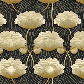 art deco lotus flowers 