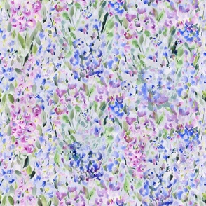 (M) Abstract blue and pink delphinium flower watercolor