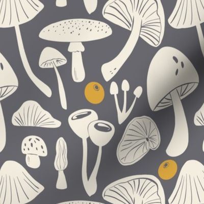 Mushroom in Retro grey and gold - SMALL