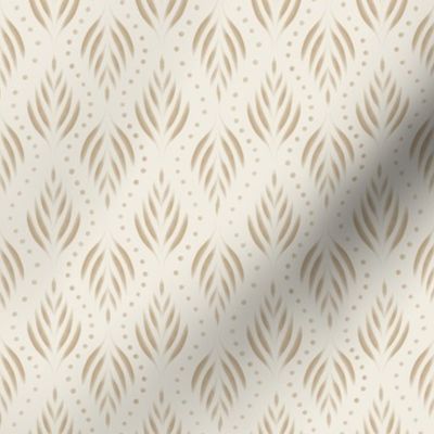 Dots and Fronds _ cream white_ lion gold mustard brown _ traditional