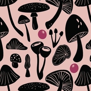 Mushroom in Retro pink, fuchsia, and black - SMALL