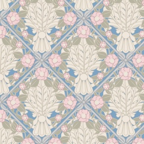 Romantic French Rose and Feather Pattern