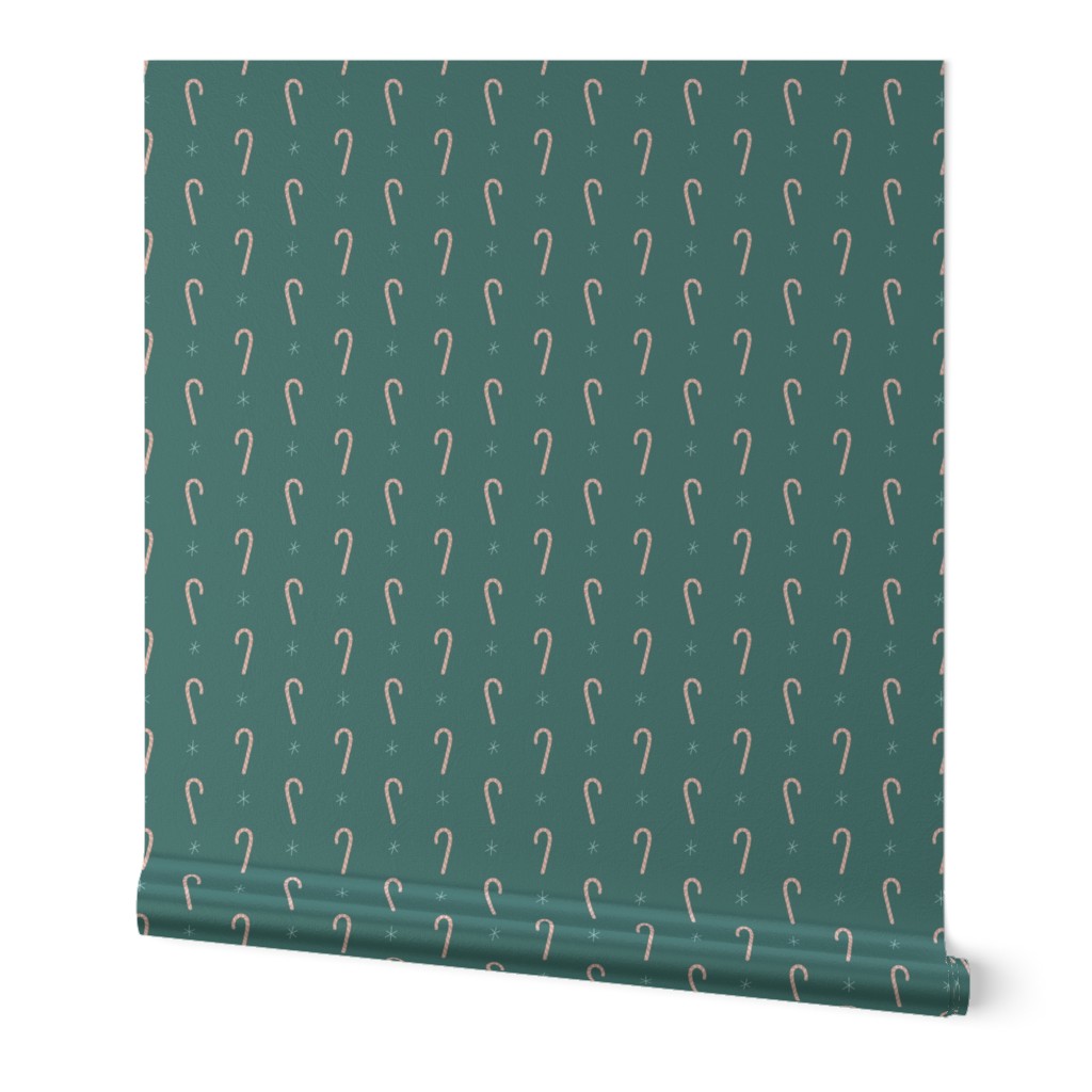 Retro Candy Canes on Dark Teal